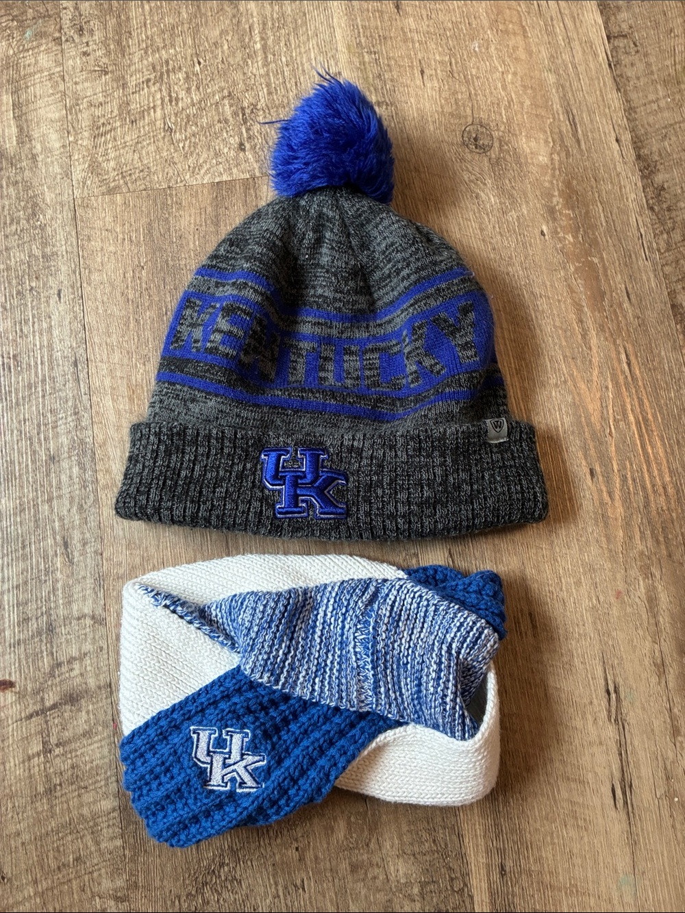 University of Kentucky WildcatsPom Beanie and Ear Warmer Set - Gray & Royal Blue